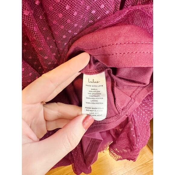 Lulu's Burgundy tulle dress midi length size XS - Picture 7 of 14